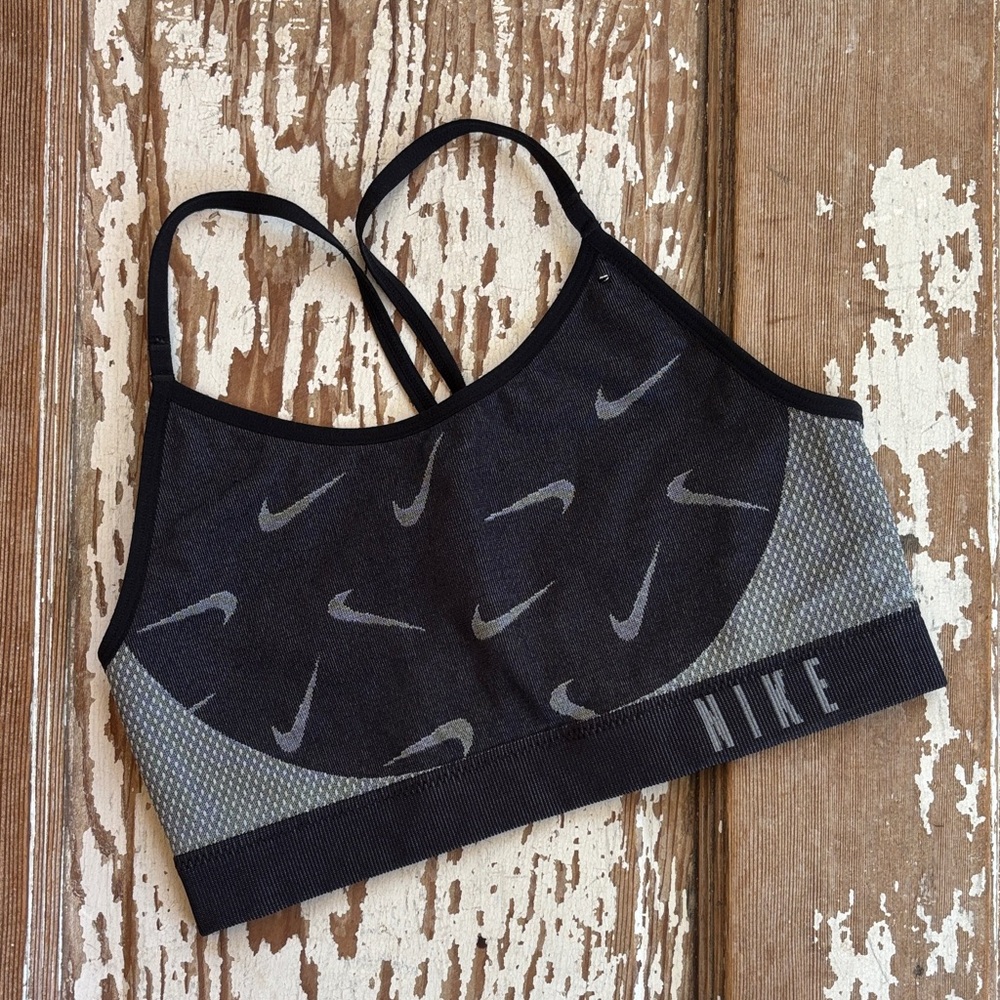 Nike girls L Black and Gray Sports Bra